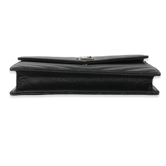 Saint Laurent Black Grain De Poudre Envelope Chain Wallet - Picture 5 of 8
